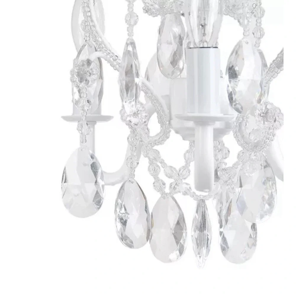 Hampton Bay 3-Light White Chandelier‎ Candelabra Bulbs Crystal Like Accents New